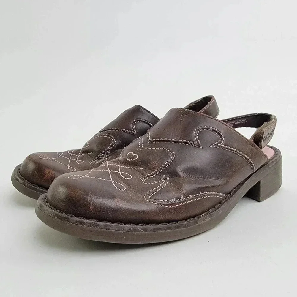 Carters Brown Leather Slingback Slip On Sandal Mules - 11 C